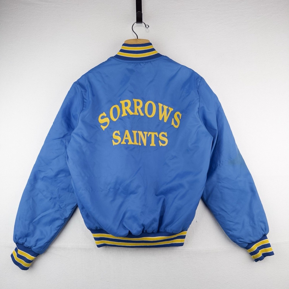80's Vtg Holloway Quarterzip Pullover Jacket Mens M Blue Our Lady Sorrows Saints